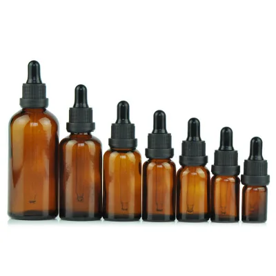 5ml 10ml 15ml 20ml 30ml 50ml 100ml Amber Empty Essential Oil Glass Bottle With Childproof Plastic