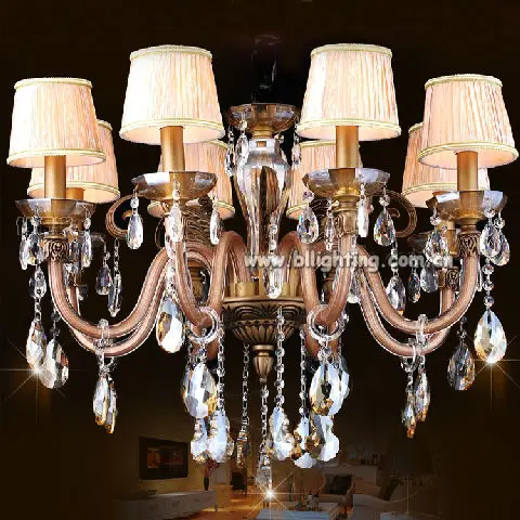 Modern decoration fabric shade luxury chandelier hot sale villa light crystal lamp small chandelier lighting for wholesale price