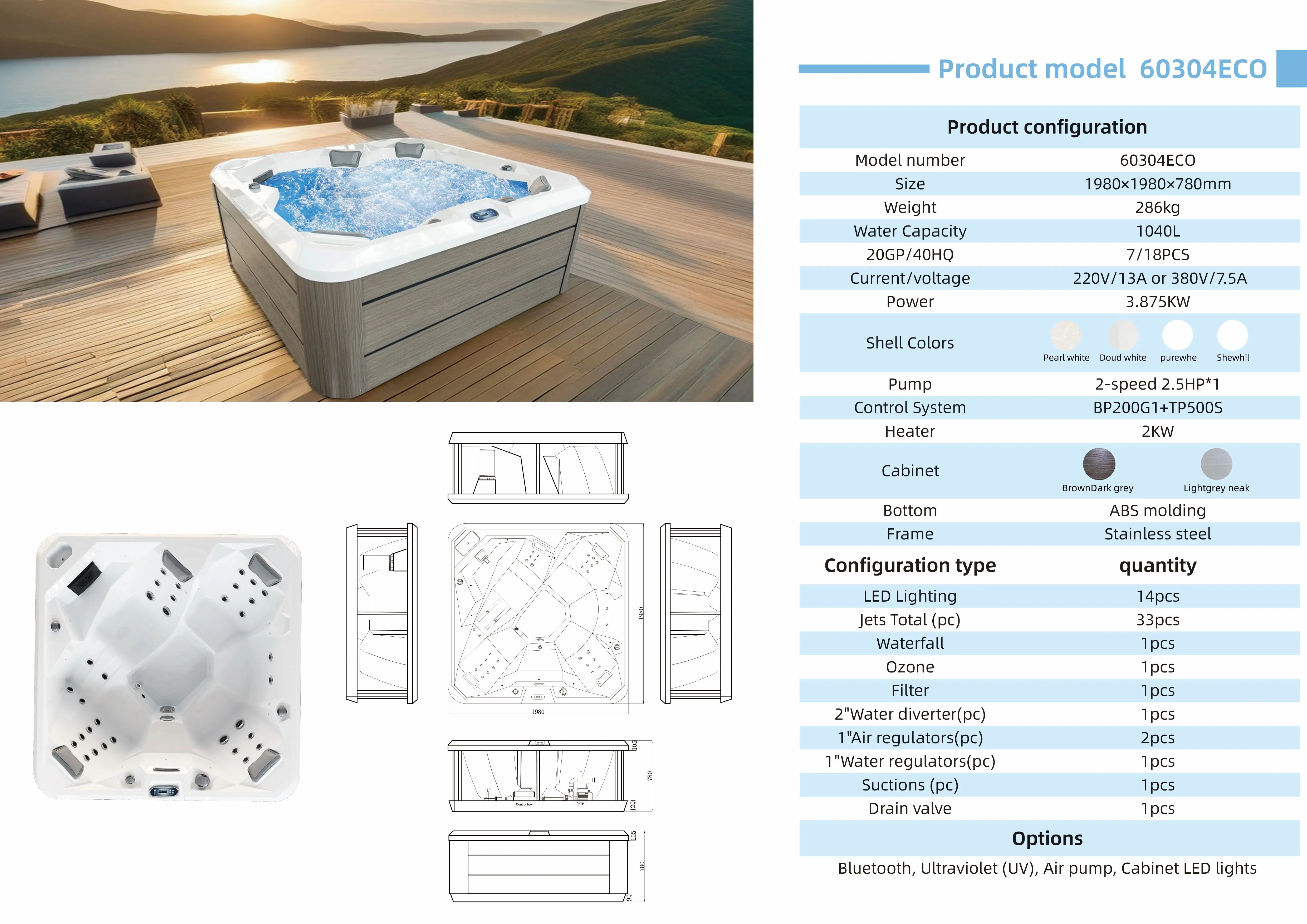 Hydrorelax Family Luxury tubs LED 5 Person spa Bathtub Garden Massage Outdoor hot tub spa tubs With Filter