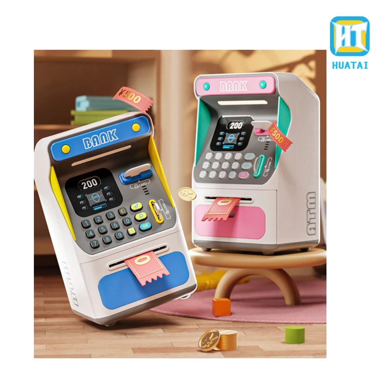 battery operated Fingerprint sensing face cognition password revised function ATM money save cashier simulation bank toy