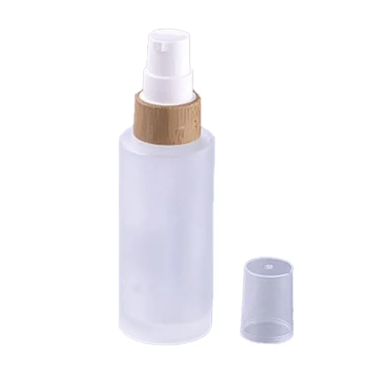 30ml 50ml frost cosmetic 18/410 bamboo treatment lotion swing top glass spray bottle perfume