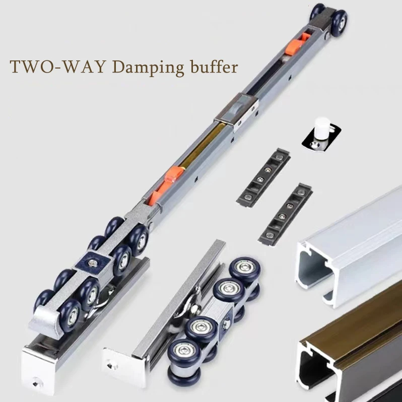 2pcs 4-Wheel Metal Sliding Track Pocket Door Roller Wheel Set Hanger Door Catches & Door Closers