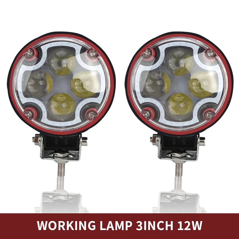 JHS Factory Price 3inch WorkLight Bulb Waterproof IP68 12V 24V 12W Lamp fog light led for Universal Motorcycle Jeeps