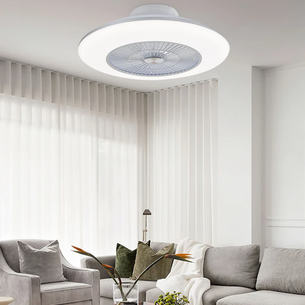 Minimalist Style Lamparas En Criatal De Techo Con Ventilador Smart App Control Ceiling Fan Lamp For Home