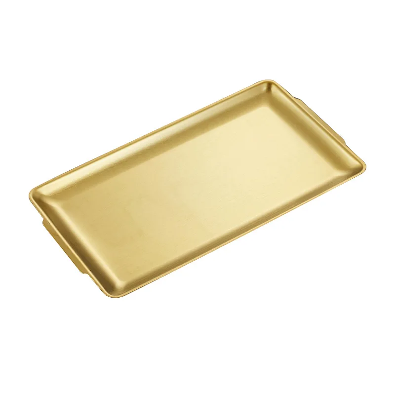 Korean Style Barbecue Plate Gold Luxury Stainless Steel Thickened Baking Food Rectangular Serving Tray For Wedding Hotel