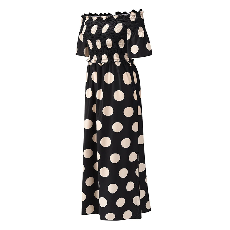 
2021 new one-shoulder tube top polka dot printing loose dress elegant dress 