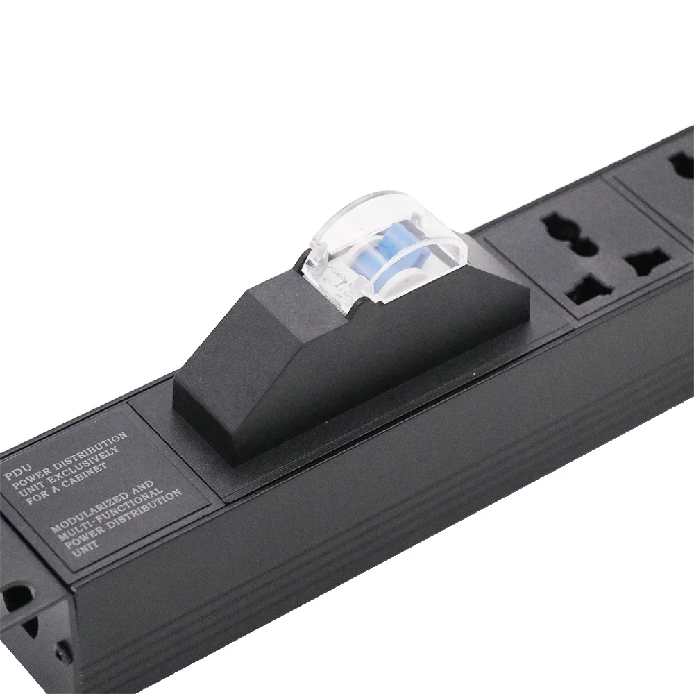 Specialty universal 10A PDU 1U 19 inch 7 socket with 1P circuit breaker for cabinet power distribution unit