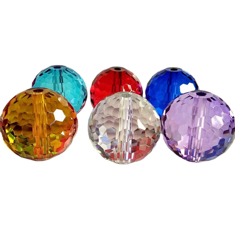 EU  lamp work parts bubble ball faceted crystal glass facet ball with hole