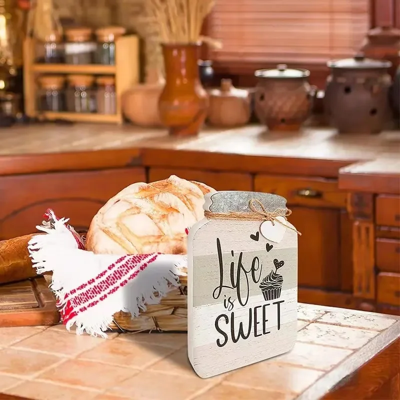 Country Rustic Farmhouse Kitchen Wall Decor Mason Jar Wooden Hanging Plaque Novelty & Creative Home Decoration
