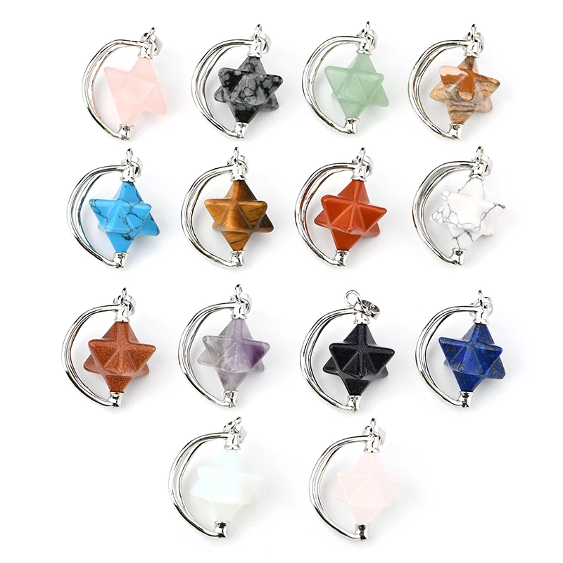 High quality rotational merkaba pendant Chakra Reiki amethyst Lapis Star Pendant meditation spiritual healing crystal pendant