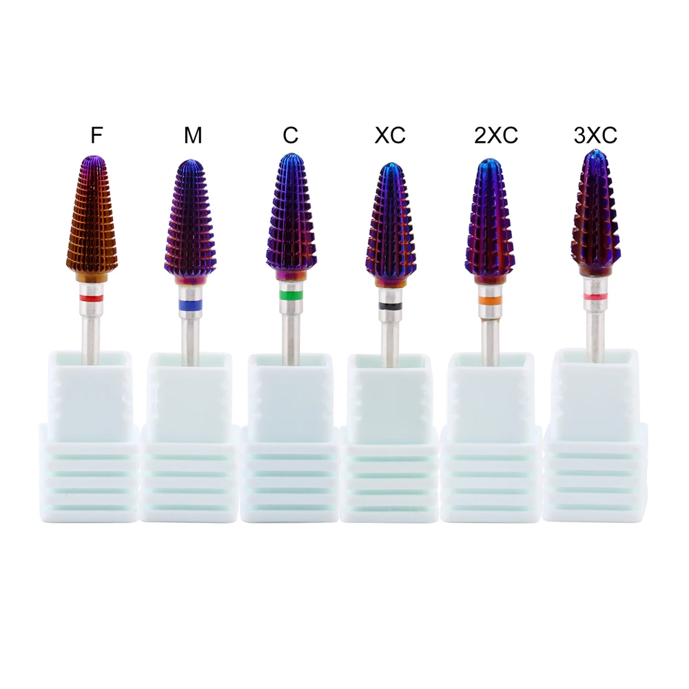 High Quality Tornado Purple Coating 6 in 1 Tungsten Carbide Nail Drill Bits Set Wholesale
