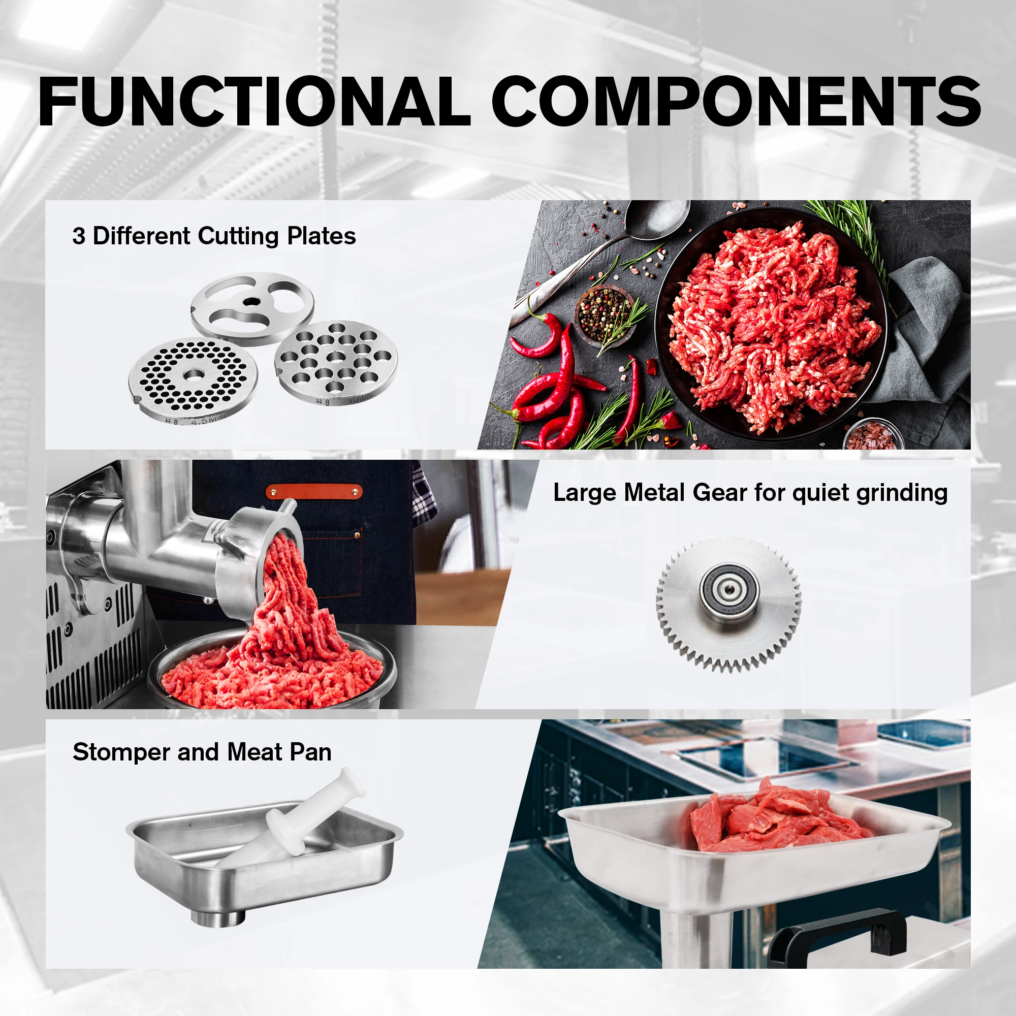 Compact Size Commercial Meat Grinder #8, EG4 Series, Pure Cooper Motor Electric Meat Grinder Meat Mincer For Kitchen Use
