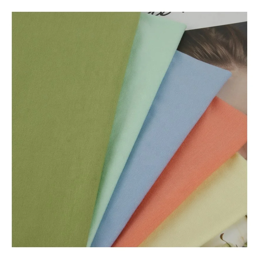 Knitted 93.5 Rayon 6.5 Spandex 190gsm Stretch Single Jersey Fabric For T-shirt Leisure wear