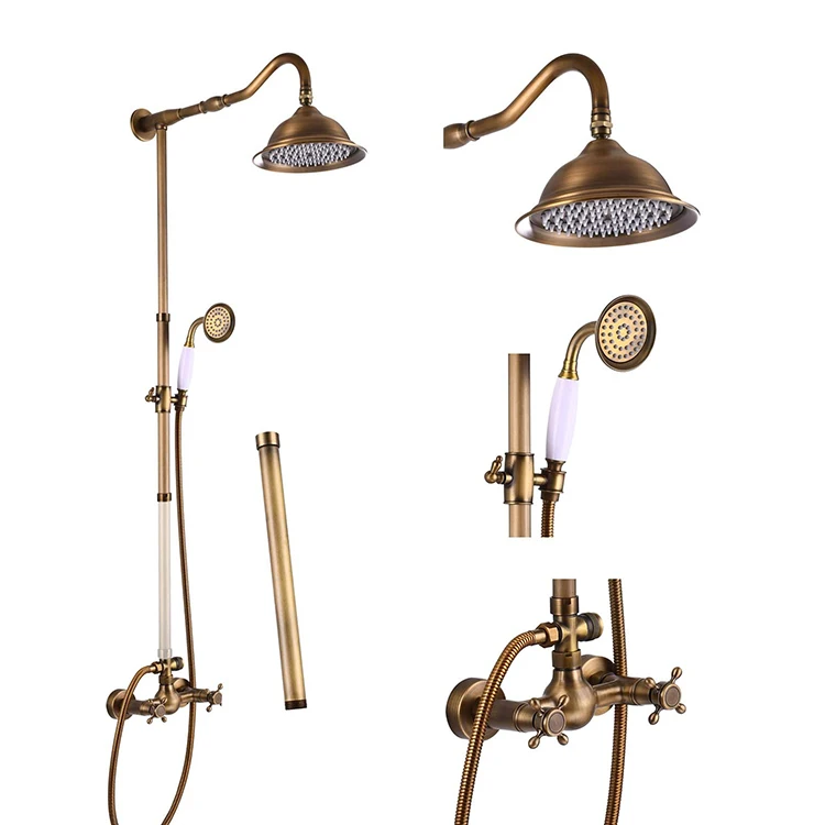 Rose Gold Finish Antique Style Brass Shower Set