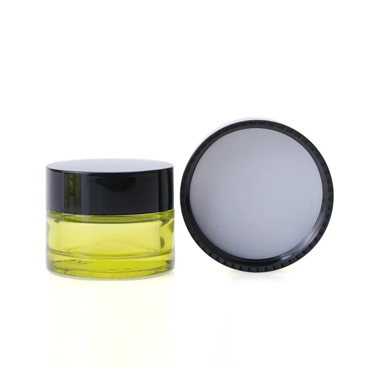 Luxury 10g 15g 30g 50g olive green cosmetic glass jar empty for day cream