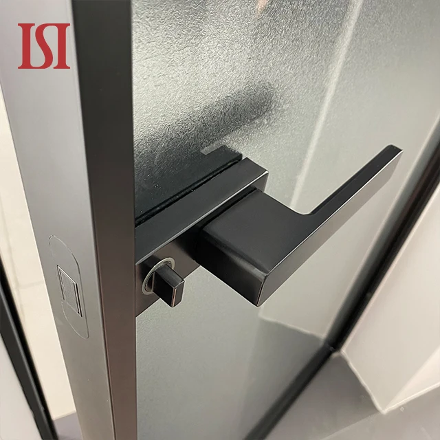 Modern Interior  Aluminum Alloy Glass Narrow No Frame Casement Hinged Door  with Special Design For Bathroom Bedroom
