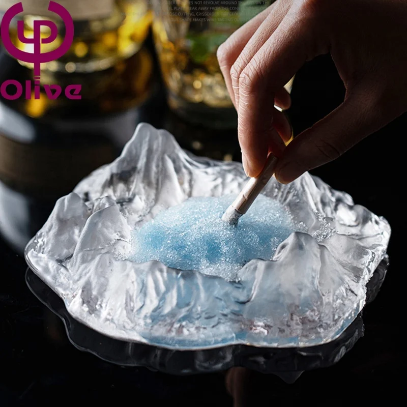 Smart Japanese light luxury tabletop decoration ornaments crystal glass cigar iceberg ashtray