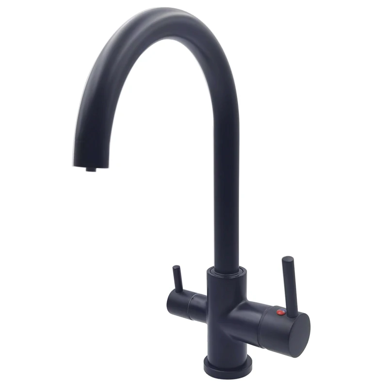 Single Hole Black Hot and cold Pure Water Sinks Deck Mounted Mixer 3 way Drinking Water Kitchen Faucet 1615 SDB