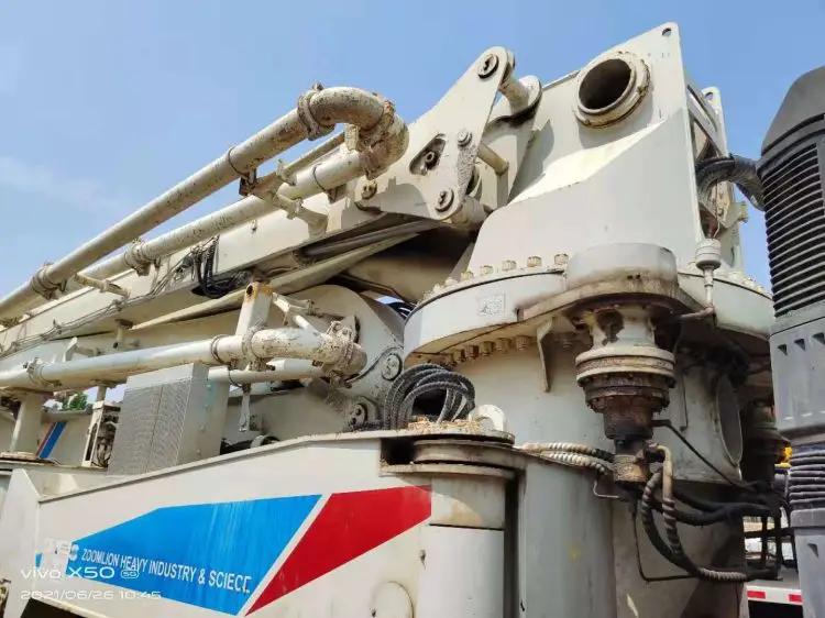 2019 used Trailer Mounted Concrete Mixing Pump with Electric Diesel Motor Mobile Ready Concrete Mixer49m long boom