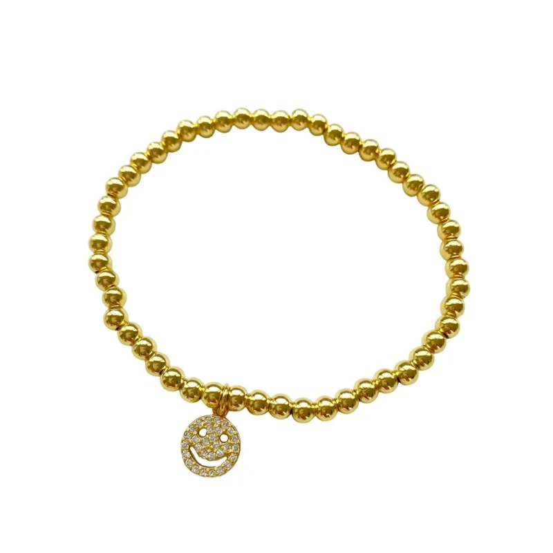 Manufacturing Stainless steel Women Fashion Lucky Jewelry Gift Cute Happy Smile Face Charm Disc Chain Smile Face Bracelet