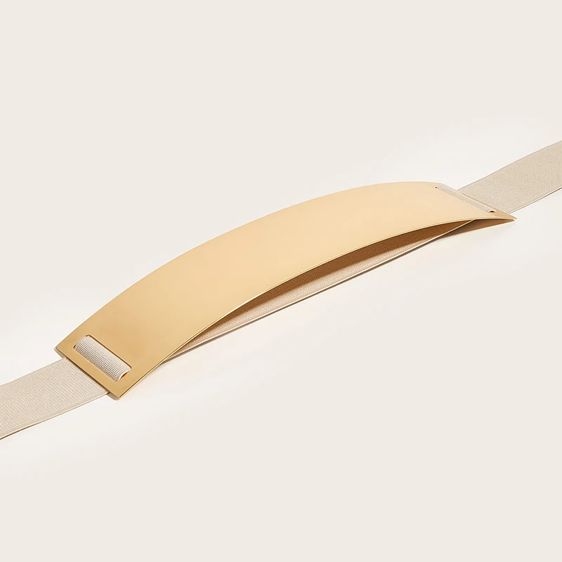 Female Wide Girdle Metal Slim Belt Luxury Apricot Mirror Skinny Waistband Leisure Women Belt