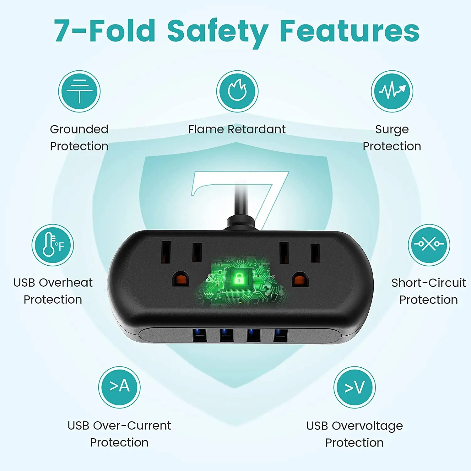 SUPERDANNY Mini Surge Protector power strip USB ports AC socket outlet surge protector extension socket