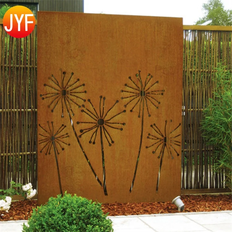 CL245 Outdoor Privacy Corten Steel Screens Metal Screen Garden Drainage Mesh Hole Laser Cutting Screens