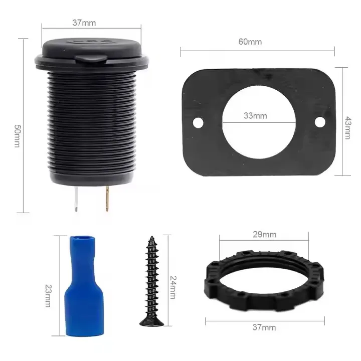 Electric Motorcycle Car 12V 24V Dual USB 5V 3.1A LED Waterproof Power Socket Charger for Marine RV Mobile Car Boat