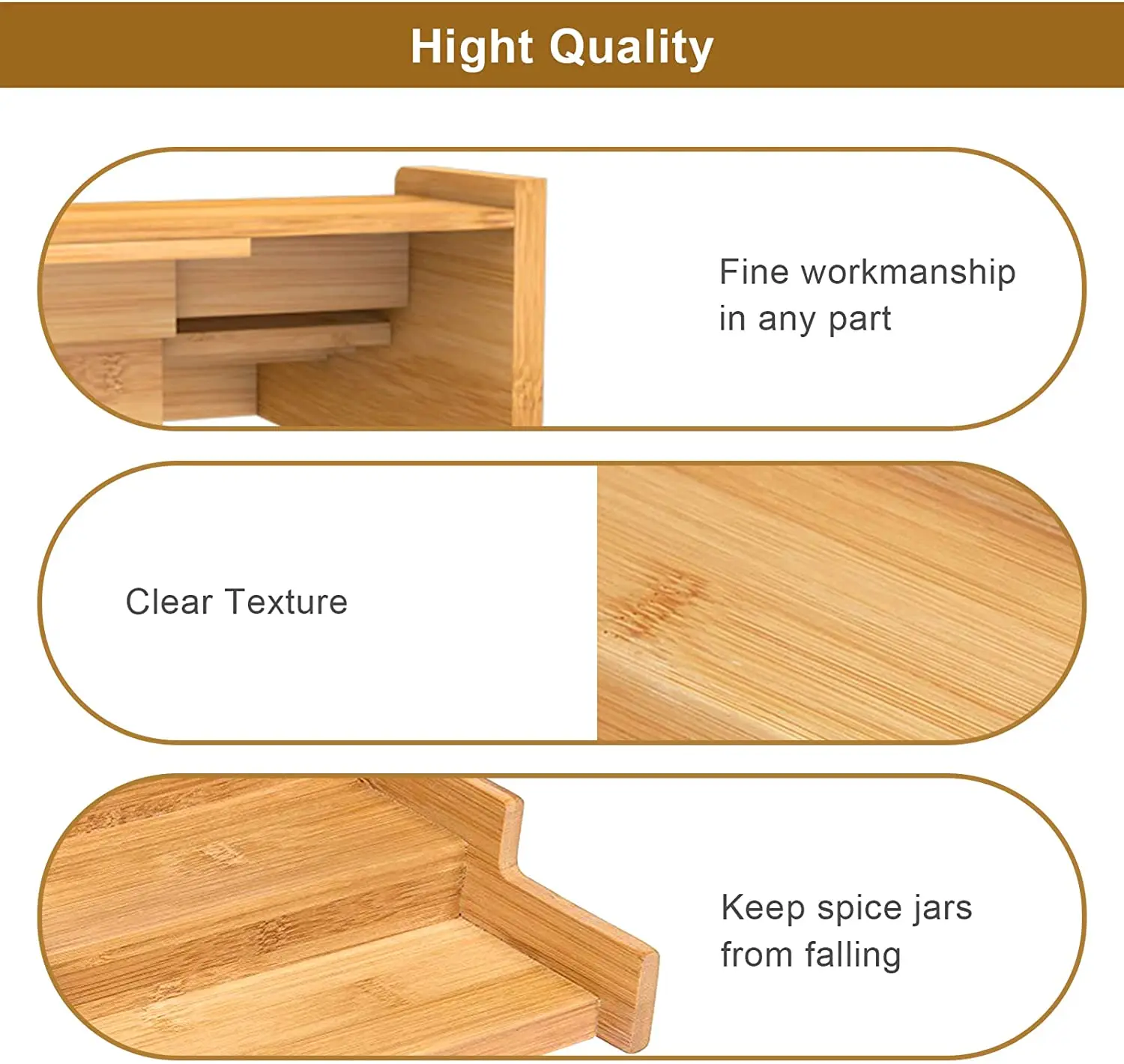 kitchen  bamboo spice organizer expandable spice rack organizer 3 tier spice drawer organizer