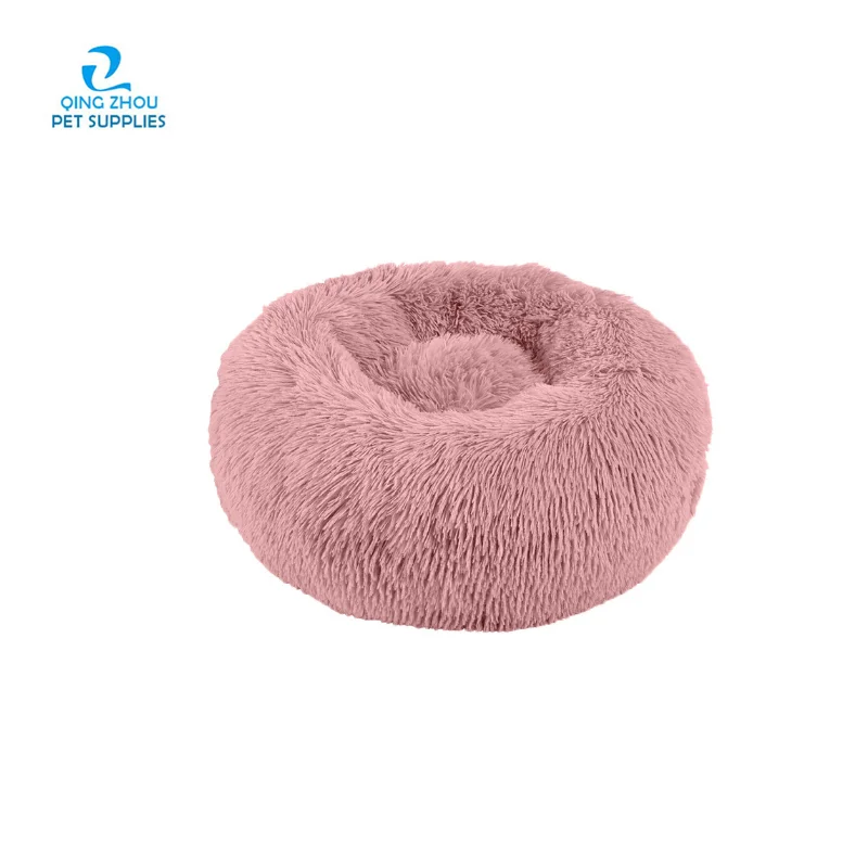 Custom Superior Quality Multifunctional  Waterproof  Warm Round Pet puppy Animal plush Donut  purple dog bed funny dog bed