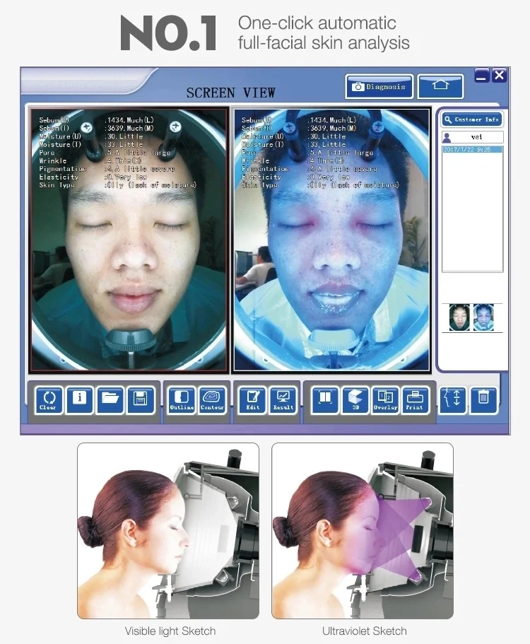 New trend high resolution magic mirror 8 spectrum digital analyzer digital skins detector