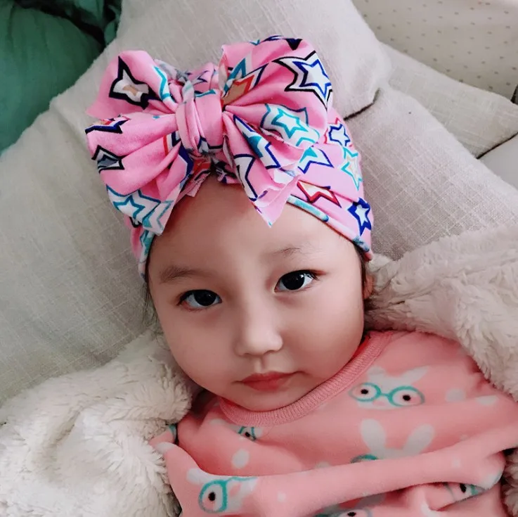 2020 Newborn Baby Floral India Hat For Girls Turban Big Bow Knot Hat Beanie Caps 0-3Y Kids Photo Props