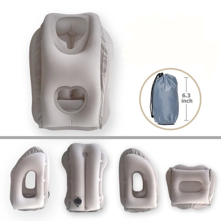 Inflatable air travel pillow airplane head chin cushion office nap