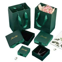 Luxury Green Jewelry Packaging Box With Velvet Insert Jewellery Packaging Box Set