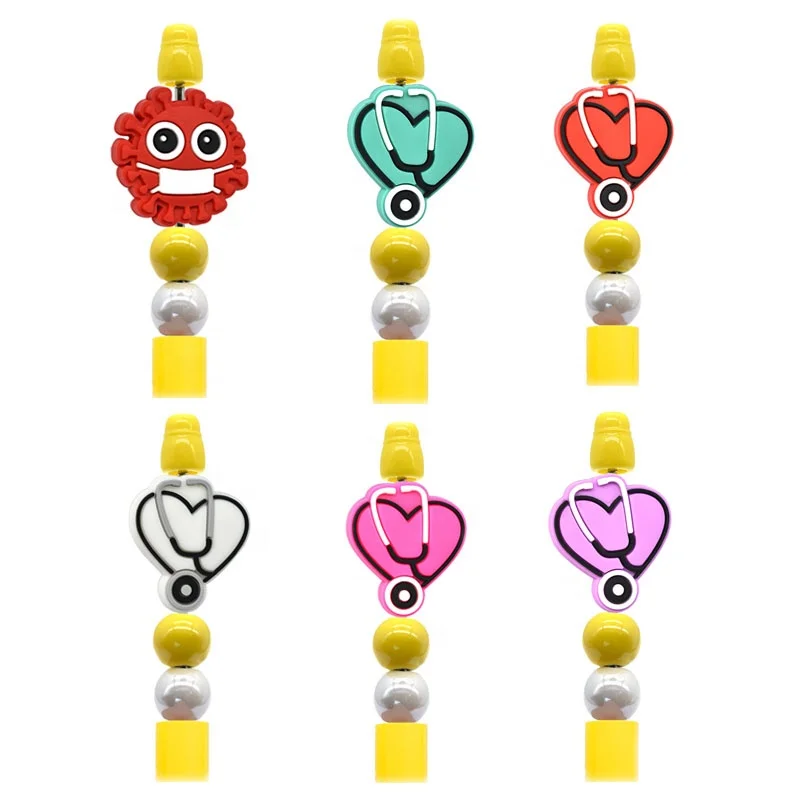 DIY Soft Material Animal Dogs Paw Tiger Lion Print Focal Bead Animals Rubber Silicone Printed Pens Beads For Pen Making