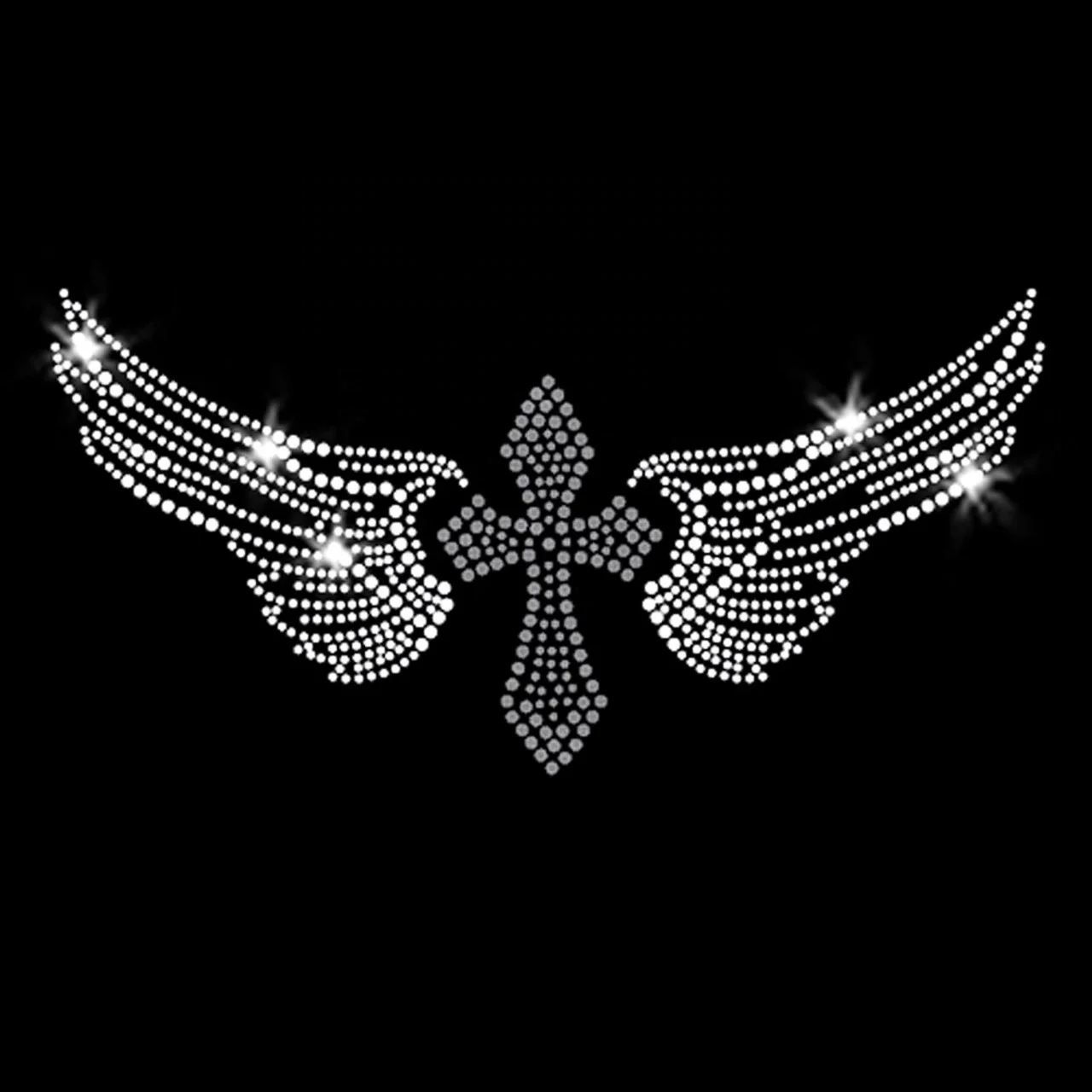 wholesale custom skull cross wing rhinestone design iron on sword rhinestone heat transfer