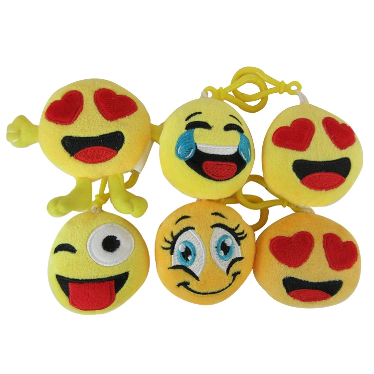 Customized Elastic Plush Ball Toy Plush Keyrings With Smile Angry Sad Different Emotion
