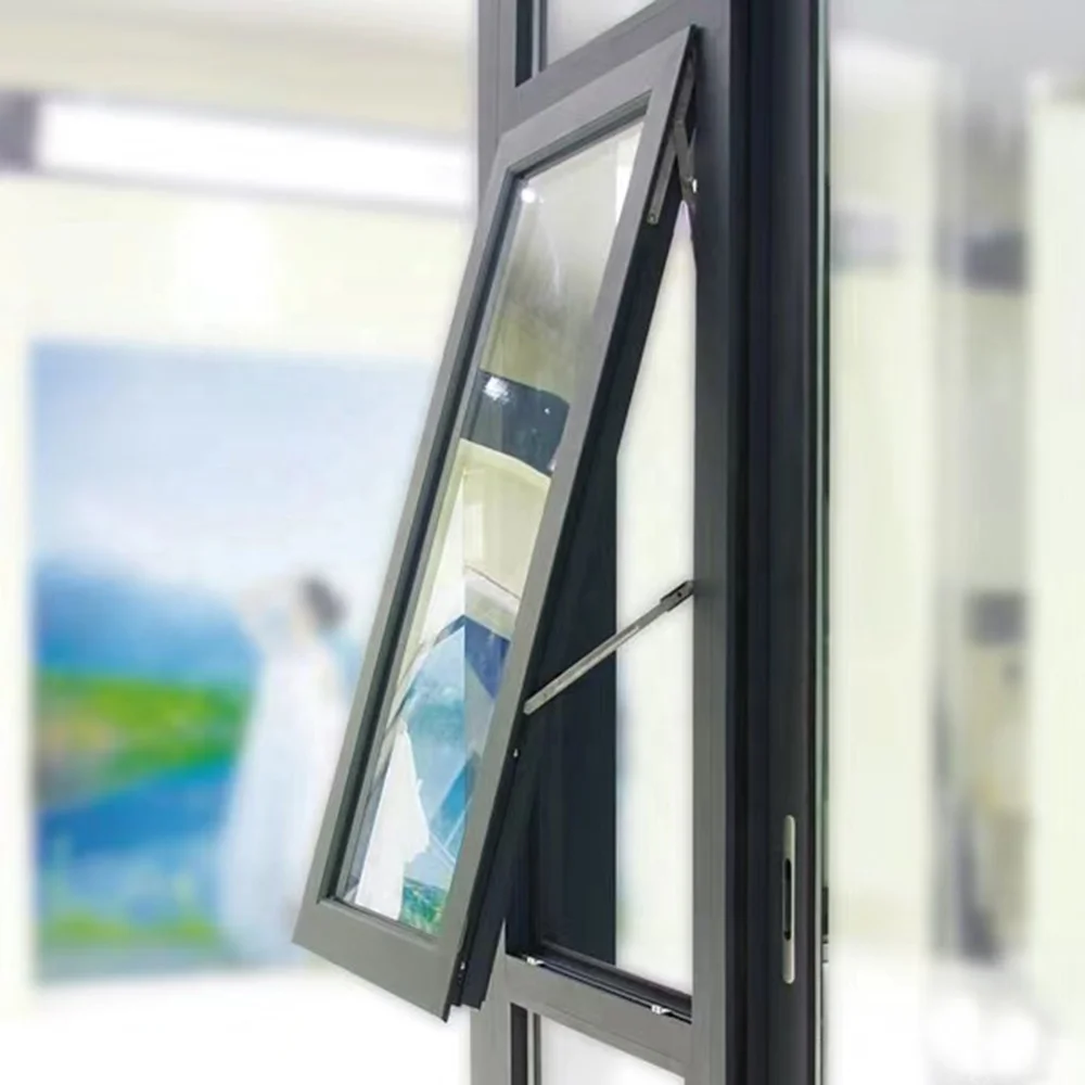 Casement Windows hanging under residential aluminum custom framed double glazing