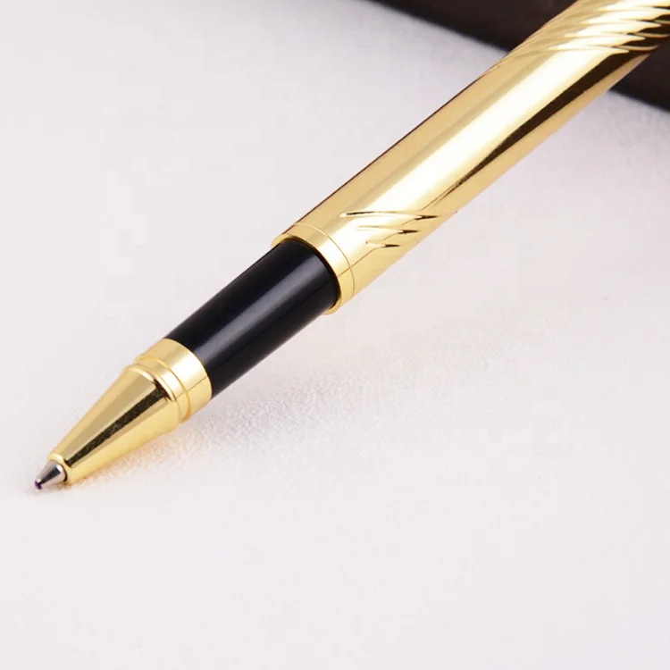 NMHHL-025 Office Hotel Bank Supplier DIY Cheap Silver Gold Pen Holder Metal Roller Desktop Pen With Logo