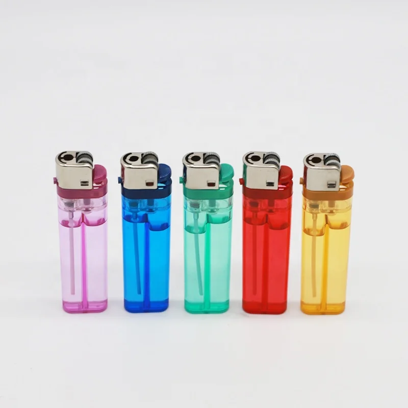 8.0 cm transparent disposable stone flint lighter cigarette plastic lighters
