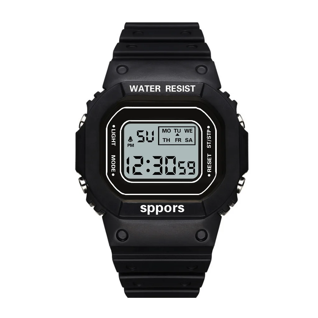 Factory wholesale students children square digital watch waterproof luminous alarm clock electronic watch