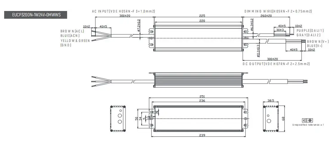 EUCHIPS High Power 320W 24V DC Dimmable LED Driver IP67 Waterproof with Wide Voltage Range 100-277V AC DALI Driver