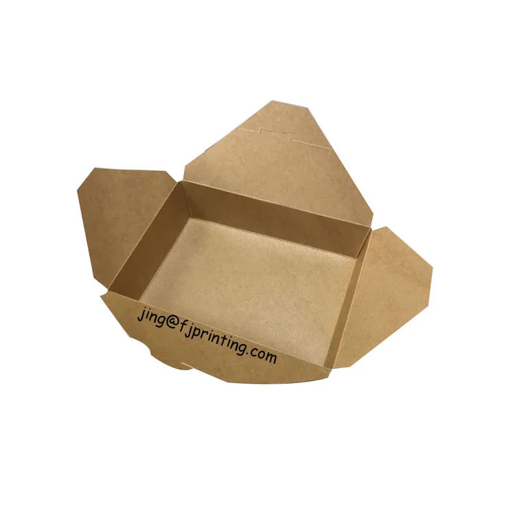 Custom printing various dimensions PE laminated greaseproof food grade packaging natural kraft paperboard noodle salad container