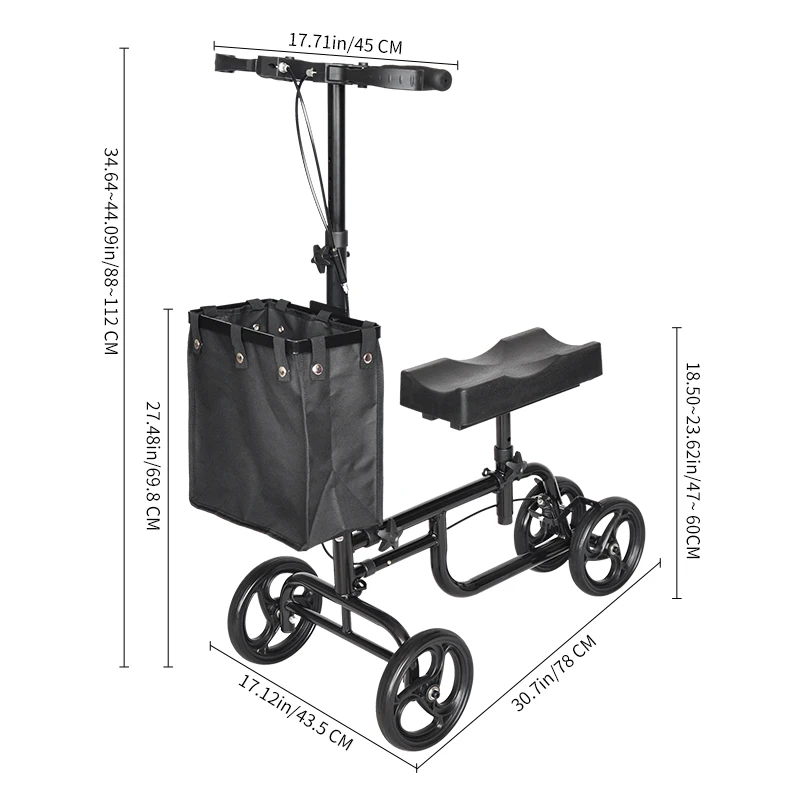 BQ9003 Knee Scooter Walker Deluxe Medical Scooter for Foot Injuries Lightweight Disabled Walking Aids