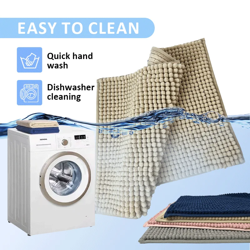 Household solid color bathroom absorbent foot mat toilet door non-slip mat Chenille bathroom carpet