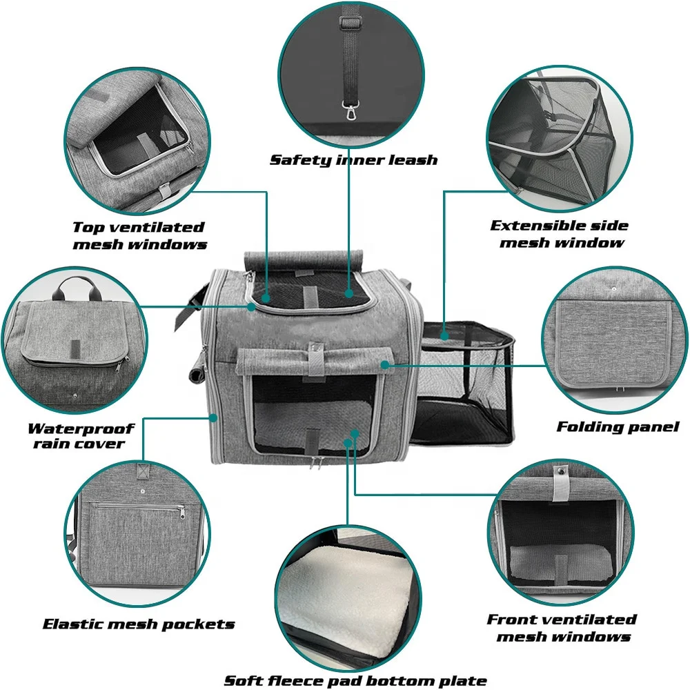 Dog Bike Basket Expandable Soft-Sided Pet Carrier Backpack for Medium Bicycle Pet Carrier