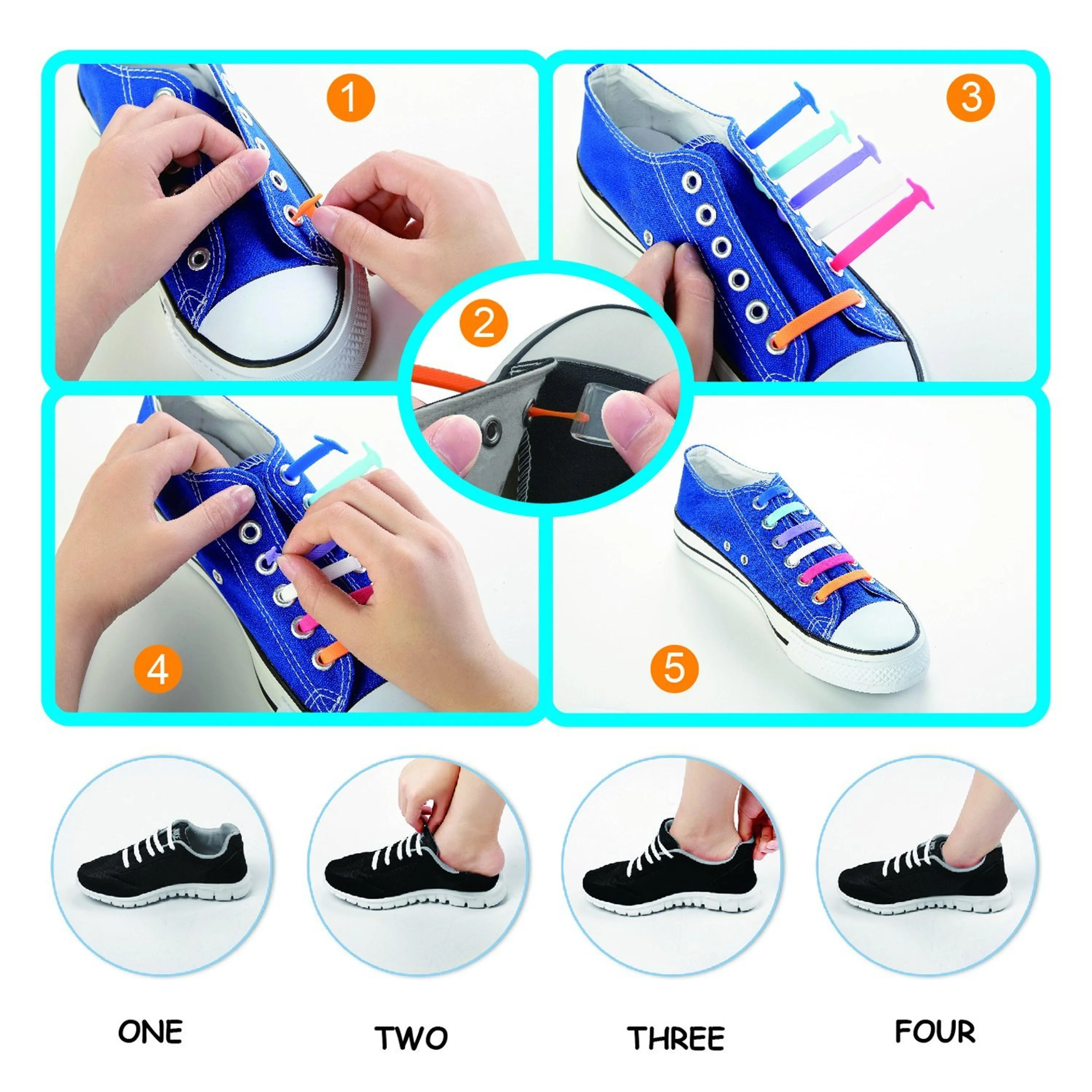 Premium Custom shoelace aglet Colorful  printed shoelaces No tie elastic shoelaces