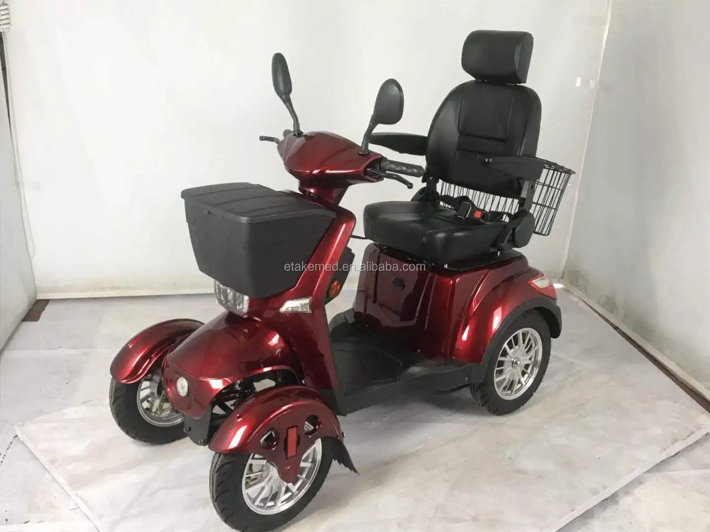 EEC approved 4 Wheel electric scooter with seat 14inch handicapped mobility scooter with front shock absorption