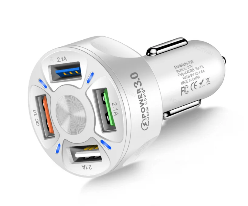 4-Port 4 Usb Port 4Usb automatic Car Charger  Adapter Usb 4 Port Fast Smart Used Car Quick Charger Qc 4.0 Plug Metal 24 Volt