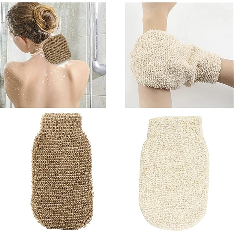 Wholesale Shower Products Private Label 100% Eco-friendly Plant Fiber Jute Hemp Natural Body Exfoliating Bath Gloves